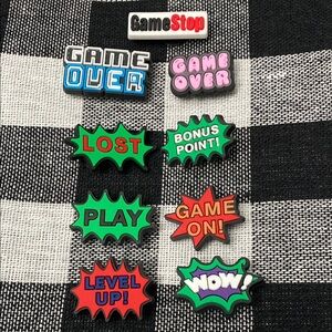 Gamer Wording Croc Charm Lot Games Play Game over stop quotes